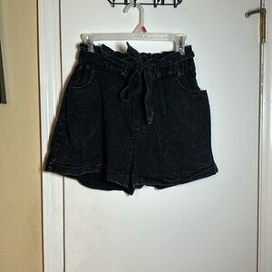 Tgla black denim shorts